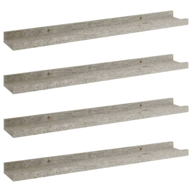 Berkfield Home Wall Shelves 4 pcs Concrete Grey 60x9x3 cm - Size: 60 x 9 x 3 cm - image 1
