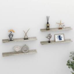 Berkfield Home Wall Shelves 4 pcs Concrete Grey 60x9x3 cm - Size: 60 x 9 x 3 cm - thumbnail 2