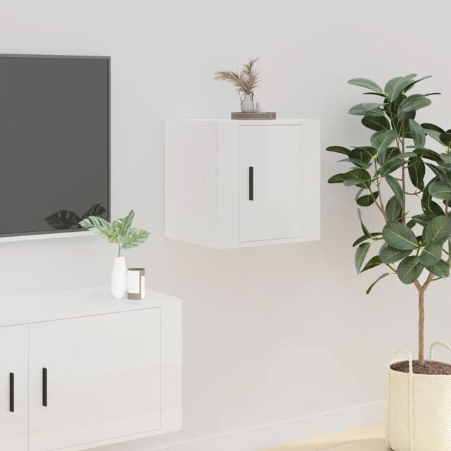 Berkfield Home Wall Mounted TV Cabinet High Gloss White 40x34, 5x40 cm - image 1