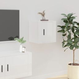 Berkfield Home Wall Mounted TV Cabinet High Gloss White 40x34, 5x40 cm - thumbnail 1
