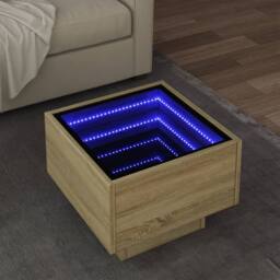 Berkfield Home Side Table with LED Sonoma Oak 40x40x30 cm Engineered Wood in Brown - Size: 40 x 40 x 30 cm - thumbnail 2