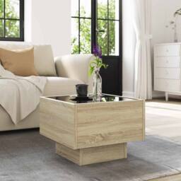 Berkfield Home Side Table with LED Sonoma Oak 40x40x30 cm Engineered Wood in Brown - Size: 40 x 40 x 30 cm - thumbnail 4