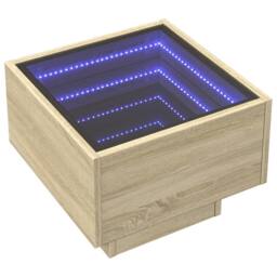 Berkfield Home Side Table with LED Sonoma Oak 40x40x30 cm Engineered Wood in Brown - Size: 40 x 40 x 30 cm - thumbnail 3