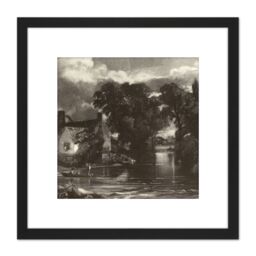 Artery8 David Lucas Mill Stream 1831 Painting 8X8 Inch Square Wooden Framed Wall Art Print Picture with Mount in Black - thumbnail 1