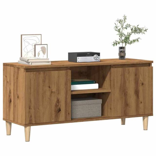 Berkfield Home TV Cabinet Artisan Oak 102x35x50 cm Engineered Wood in Brown - Size: 102 x 35 x 50 cm - image 1