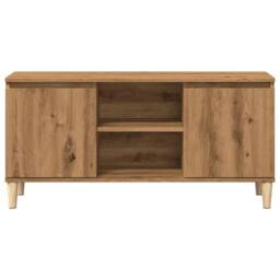 Berkfield Home TV Cabinet Artisan Oak 102x35x50 cm Engineered Wood in Brown - Size: 102 x 35 x 50 cm - thumbnail 4
