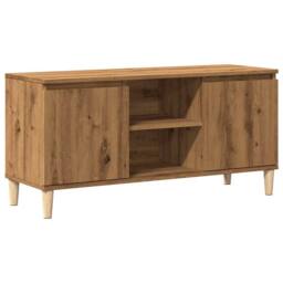 Berkfield Home TV Cabinet Artisan Oak 102x35x50 cm Engineered Wood in Brown - Size: 102 x 35 x 50 cm - thumbnail 2