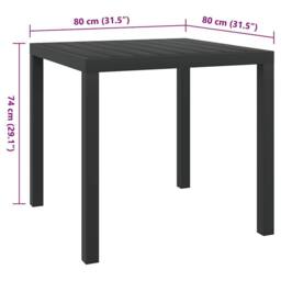 Berkfield Home Garden Table Black 80x80x74 cm Aluminium & WPC - Size: 80 x 80 x 74 cm - thumbnail 5
