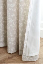 Catherine Lansfield 'Brooke Floral' Lined Pencil Pleat Curtains in Natural - Size: 229 cm width x 229 cm drop - thumbnail 4