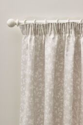 Catherine Lansfield 'Brooke Floral' Lined Pencil Pleat Curtains in Natural - Size: 229 cm width x 229 cm drop - thumbnail 2