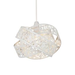 Lighting Collection Matt White 3 Layer Ball Fretwork Shade Lamp Shade - thumbnail 2