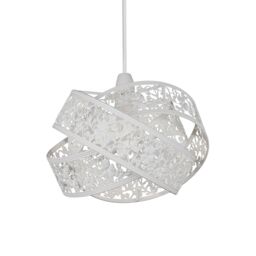 Lighting Collection Matt White 3 Layer Ball Fretwork Shade Lamp Shade - thumbnail 3