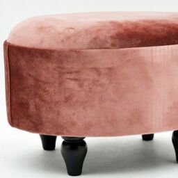 Minster Oval Footstool - Velvet - L27 x W40 x H30 cm - Pink - Size: 1 Pack - thumbnail 2