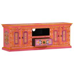 Berkfield Home TV Cabinet Pink 110x30x40 cm Solid Wood Mango - Size: 110 x 30 x 40 cm
