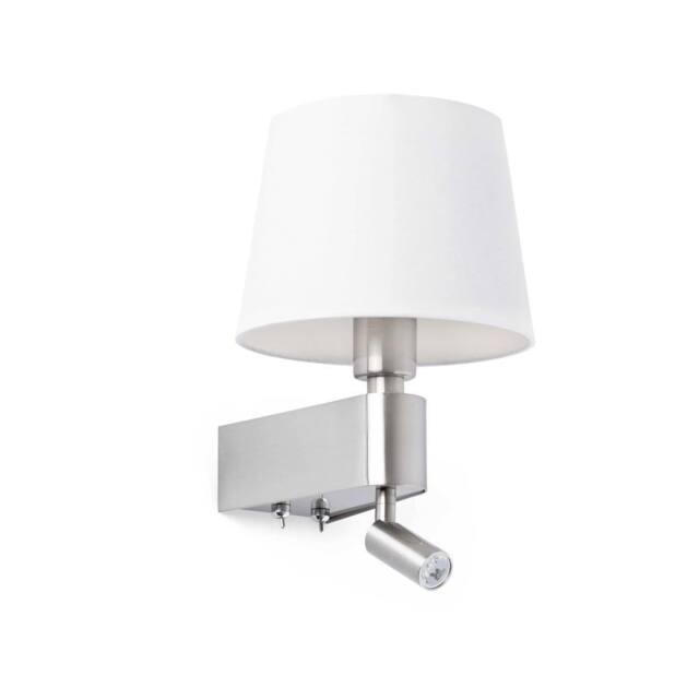 Netlighting Room 1 Light Indoor Wall Light Reading Lamp White Satin Nickel E27 - image 1