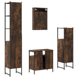 Berkfield Home 4 Piece Bathroom Furniture Set Smoked Oak Engineered Wood in Brown - thumbnail 8