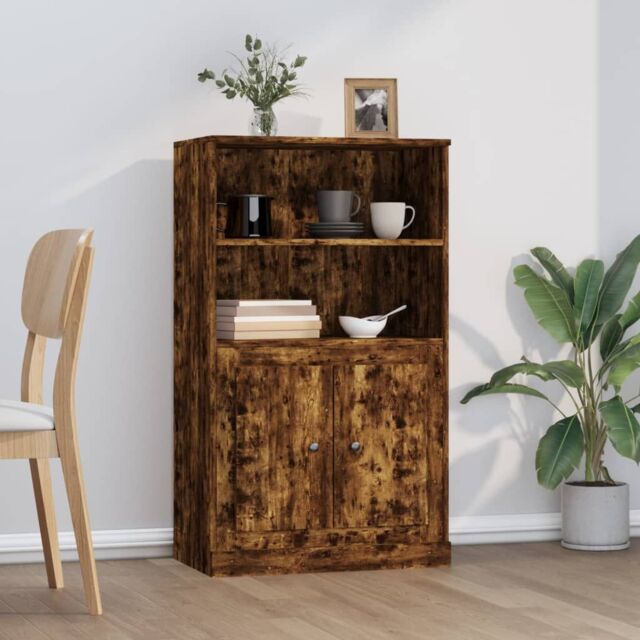 Berkfield Home Highboard Smoked Oak 60x35.5x103.5 cm Engineered Wood in Brown - image 1
