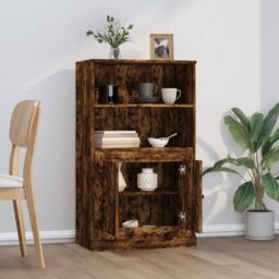 Berkfield Home Highboard Smoked Oak 60x35.5x103.5 cm Engineered Wood in Brown - thumbnail 3
