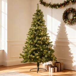 Shatchi Prelit Green Alaskan Pine Christmas Tree with Warm White LEDs - Size: 7ft - thumbnail 6