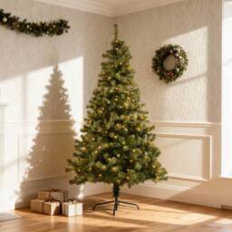 Shatchi Prelit Green Alaskan Pine Christmas Tree with Warm White LEDs - Size: 7ft - thumbnail 1