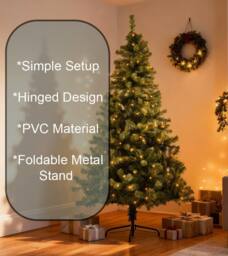 Shatchi Prelit Green Alaskan Pine Christmas Tree with Warm White LEDs - Size: 7ft - thumbnail 5