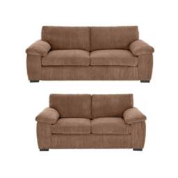 LUXURY LIFE Amalfi Jumbo Cord Fabric Sofa Set in Light Brown - thumbnail 2