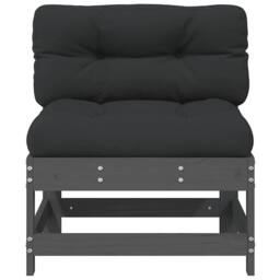 Berkfield Home Middle Sofa with Cushions Grey Solid Wood Pine