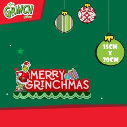 VFM e-Store Grinch Christmas Sign Decoration Festive Gift 15cm x 30cm Green X 1 - Size: 15 cm x 30 cm - thumbnail 2