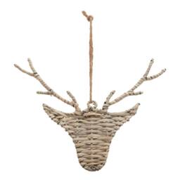 Sostter Handwoven Wicker Reindeer Hanging Decoration in Brown - thumbnail 1