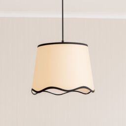 ValueLights Dutton Natural Fabric Scallop Edge Large Lamp Shade with LED Bulb in Black - thumbnail 3