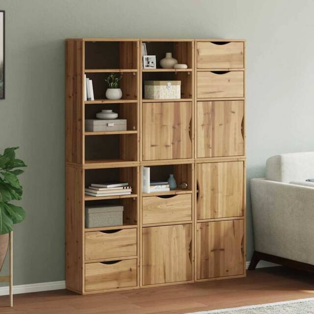 "Berkfield Home Side Cabinets 6 pcs ""ODDA"" 40x24x79 cm Solid Wood Pine in Brown - Size: 40 x 24 x 79 cm" - image 1