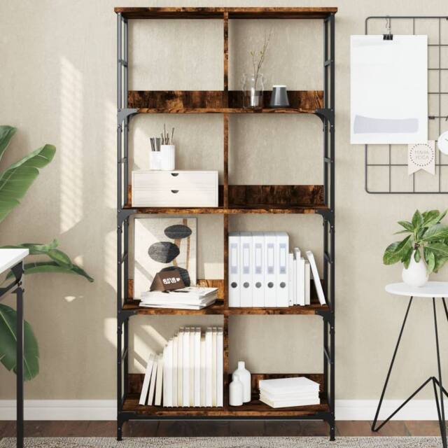 Berkfield Home Bookshelf Smoked Oak 78.5x33x153 cm Engineered Wood in Brown - image 1