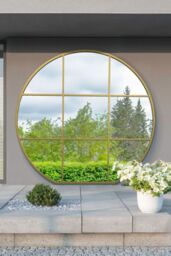 MirrorOutlet Gold Framed Flat Bottom Circular Garden Wall Mirror (189CM X 180CM) - Size: 1 Pack - thumbnail 2