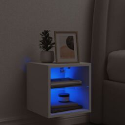 Berkfield Home TV Wall Cabinet with LED Lights White 30x28.5x30 cm - thumbnail 3