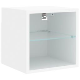Berkfield Home TV Wall Cabinet with LED Lights White 30x28.5x30 cm - thumbnail 7