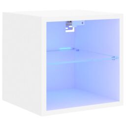 Berkfield Home TV Wall Cabinet with LED Lights White 30x28.5x30 cm - thumbnail 2