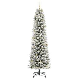 Berkfield Home Artificial Christmas Tree with 300 LEDs Green & white 240 cm - thumbnail 3