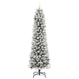 Berkfield Home Artificial Christmas Tree with 300 LEDs Green & white 240 cm - thumbnail 4