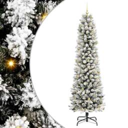 Berkfield Home Artificial Christmas Tree with 300 LEDs Green & white 240 cm - thumbnail 2