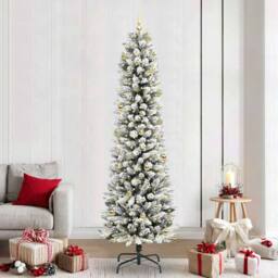Berkfield Home Artificial Christmas Tree with 300 LEDs Green & white 240 cm