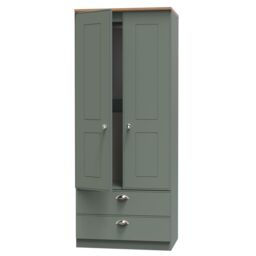 Ready Assembled 2 U Albert 2 Door 2 Drawer Wardrobe (Ready Assembled) in Pale Green - thumbnail 3