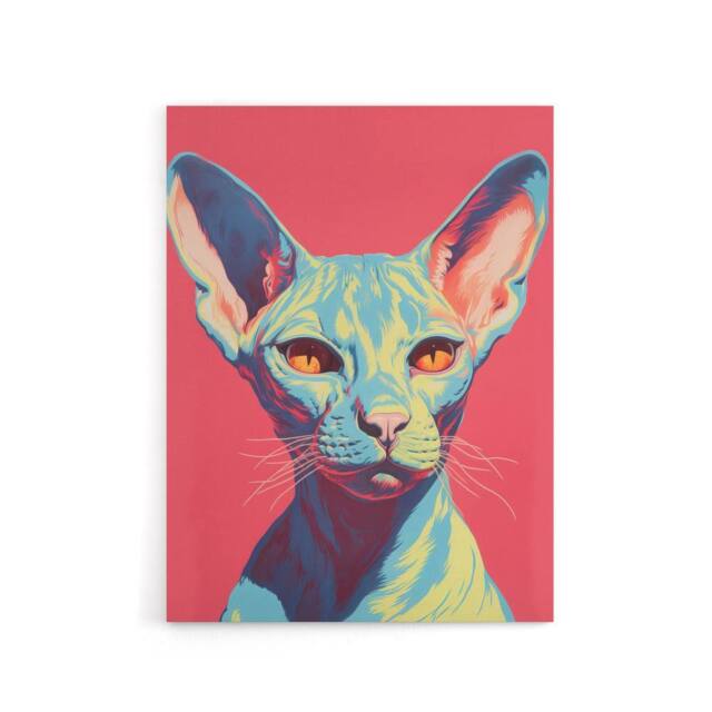 "Artery8 Sphynx Cat Pop Art Pet Portrait Canvas Wall Art Print in Pink - Size: W18"" x H24""" - image 1