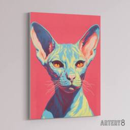 "Artery8 Sphynx Cat Pop Art Pet Portrait Canvas Wall Art Print in Pink - Size: W18"" x H24""" - thumbnail 2