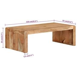Berkfield Home Coffee Table 110x55x35 cm Solid Wood Acacia in Brown - Size: 110 x 55 x 35 cm - thumbnail 6