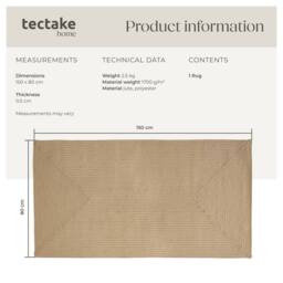 tectake Jute Rug 80 X 150 Cm - Brown in Tan - Size: 80 cm x 150 cm - thumbnail 6