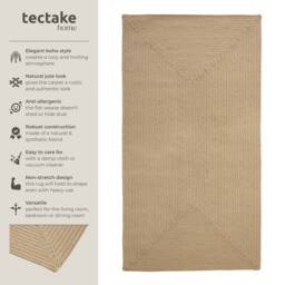 tectake Jute Rug 80 X 150 Cm - Brown in Tan - Size: 80 cm x 150 cm - thumbnail 2