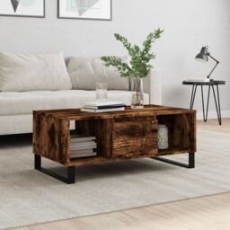 Berkfield Home Coffee Table Smoked Oak 90x50x36.5 cm Engineered Wood in Brown - thumbnail 1