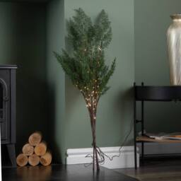 Samuel Alexander 90cm Set of 3 Christmas Fir Twig with 90 Warm White LEDs (Twigs only) in Green - thumbnail 2