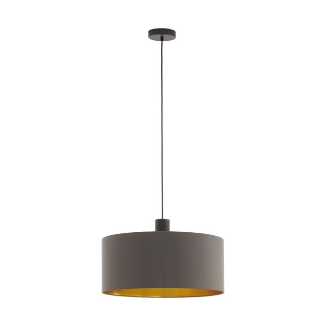 Loops Pendant Light Colour Dark Brown Shade Cappuccino Gold Fabric Bulb E27 1x60W - image 1