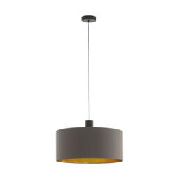Loops Pendant Light Colour Dark Brown Shade Cappuccino Gold Fabric Bulb E27 1x60W